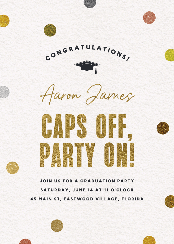 Shimmer celebration - graduation party invitation