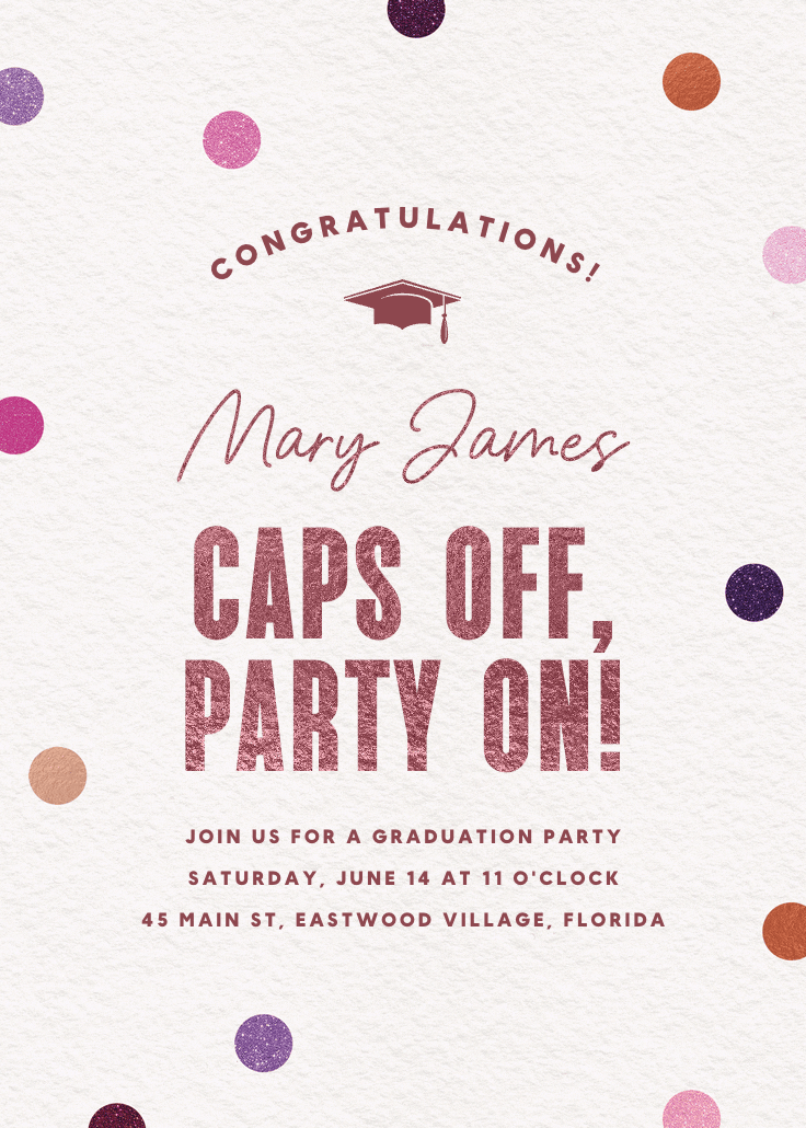 Shimmer celebration - graduation party invitation