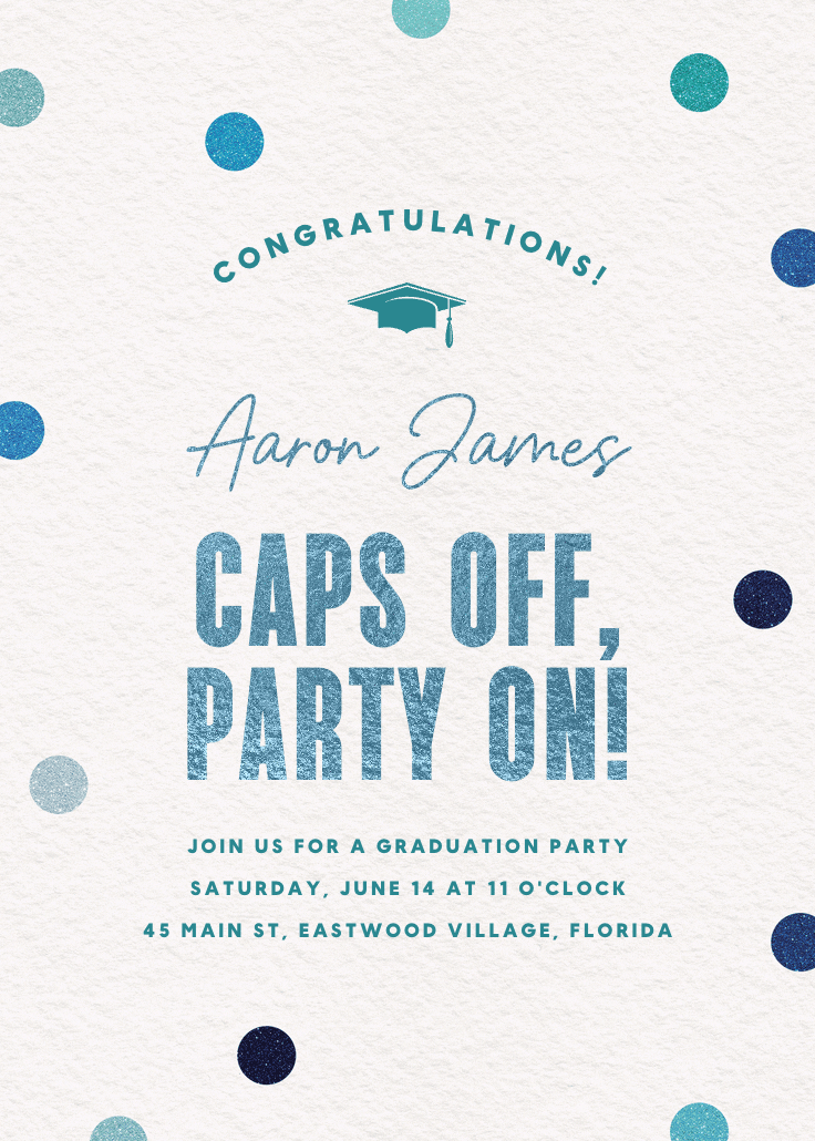 Shimmer celebration - graduation party invitation