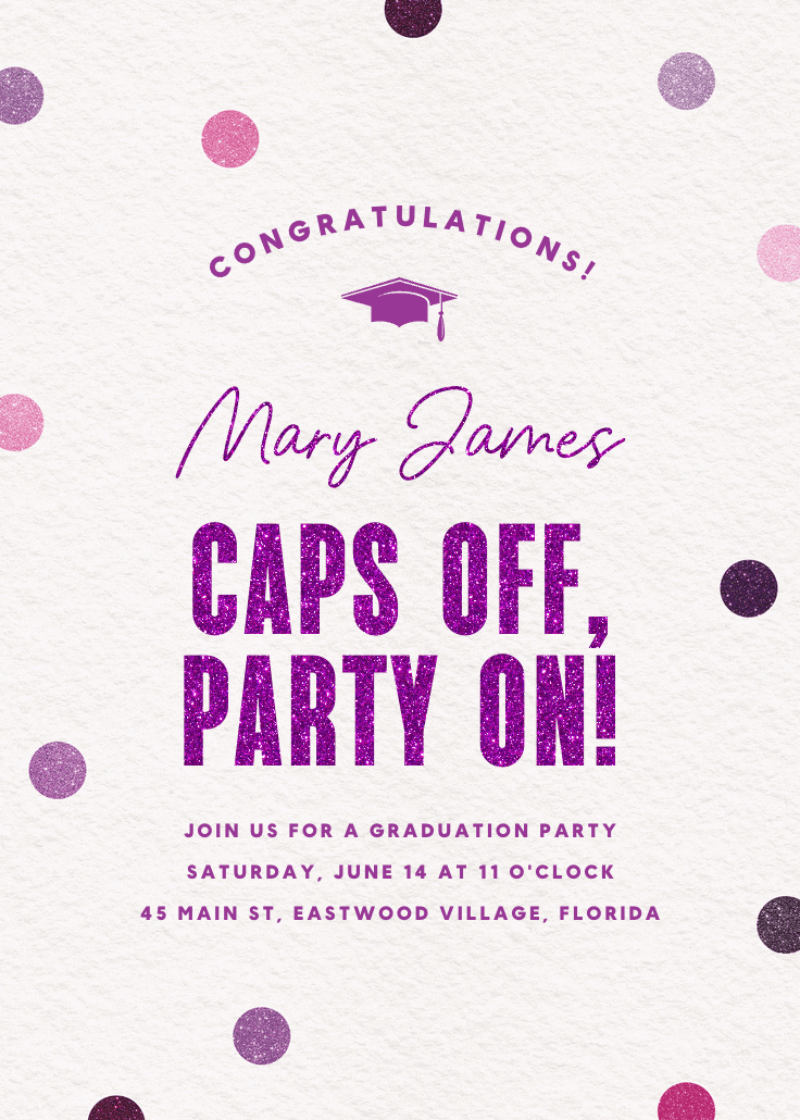 Shimmer celebration - graduation party invitation