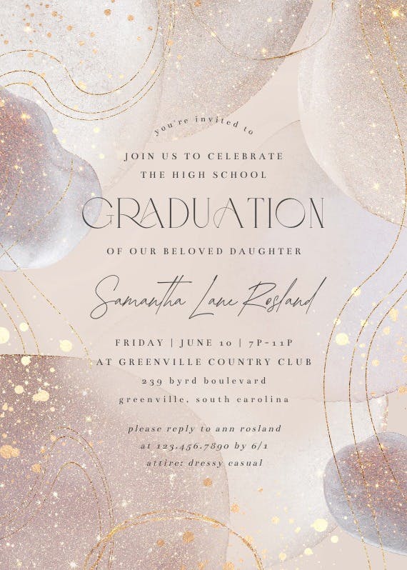 Shimmering shapes - graduation party invitation