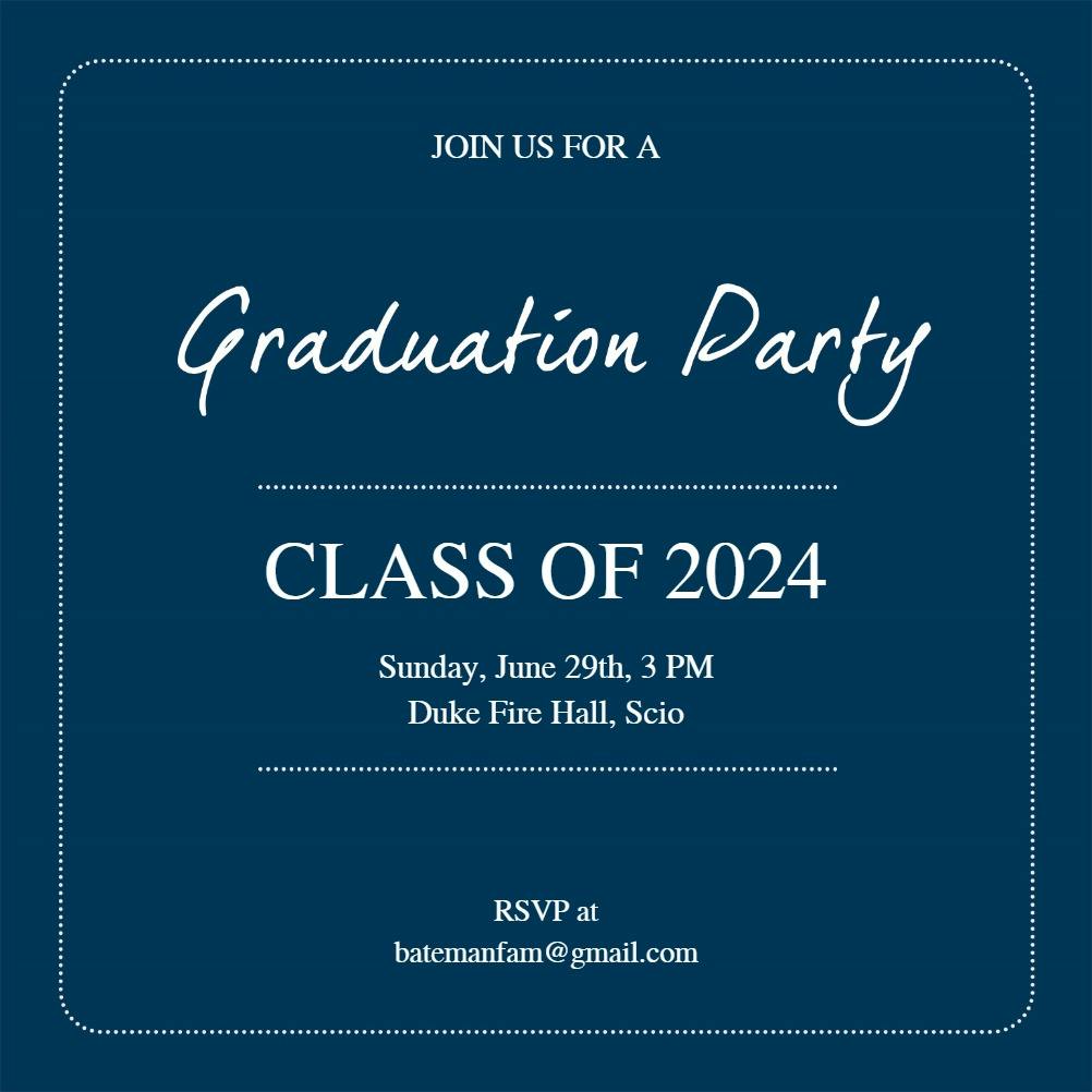 Simple class teal - graduation party invitation