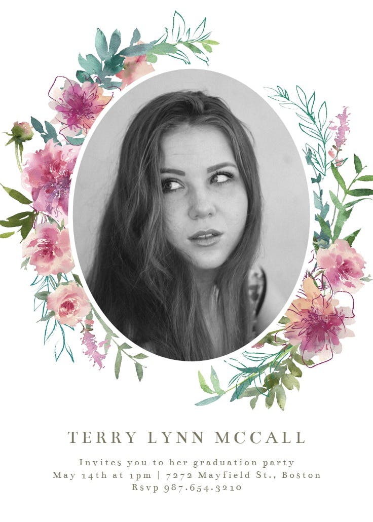 Sketchy florals - graduation party invitation