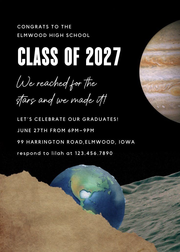 Sky's the limit - invitación de graduación