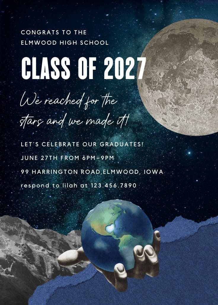 Sky's the limit - invitación de graduación