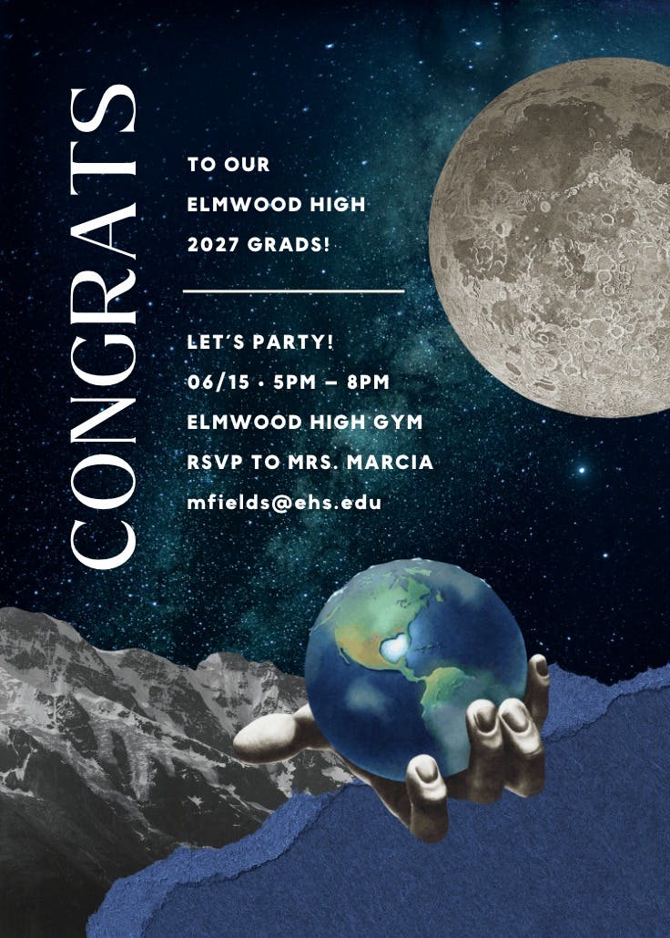 Sky's the limit - invitación de graduación