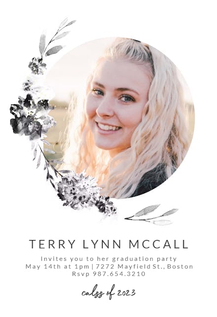 Smokey Flowers - Graduation Party Invitation