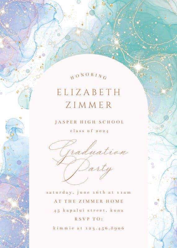 Sparkly night - graduation party invitation