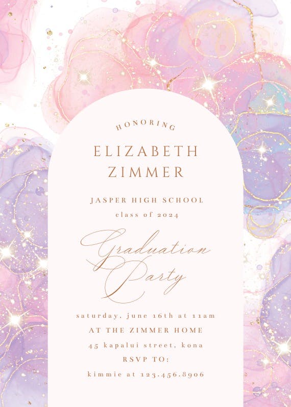 Sparkly night - graduation party invitation