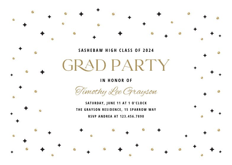 Sparks & stars - graduation party invitation