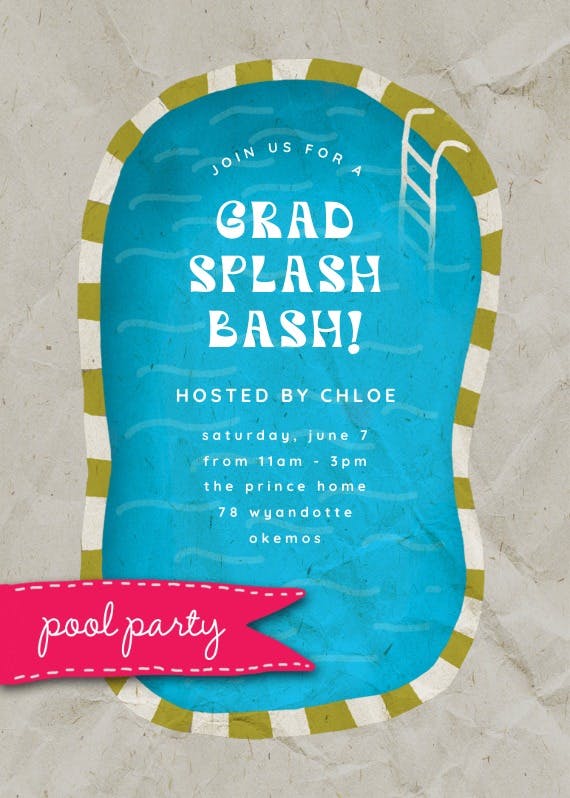 Splash bash - graduation party invitation