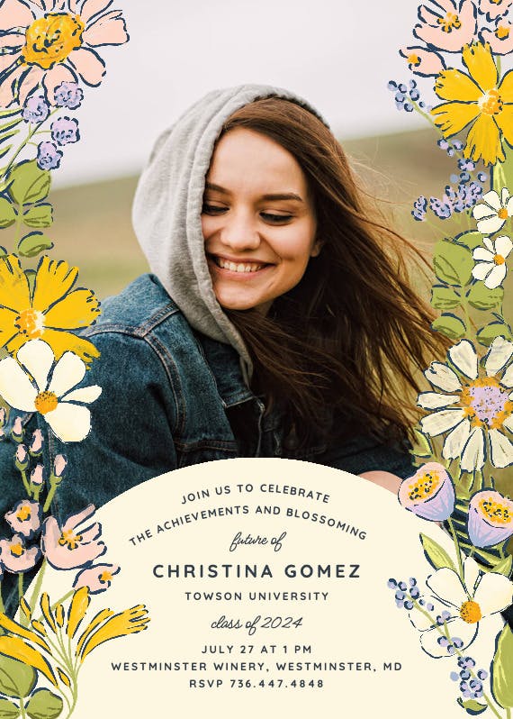 Spring florals - graduation party invitation
