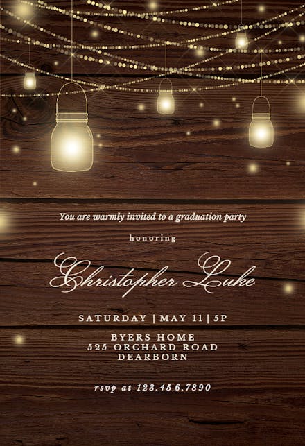 Strings of lights - Graduation Party Invitation