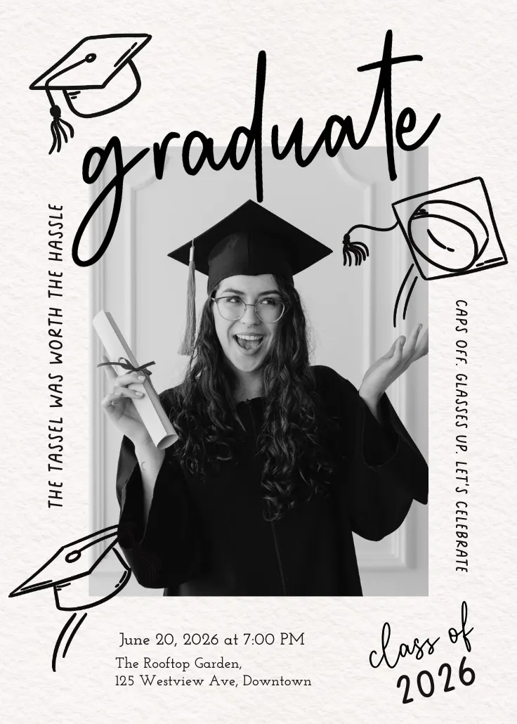 Tassels turned - invito per festa di diploma o laurea