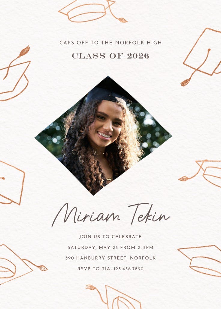 Tassle flying - invitación de graduación