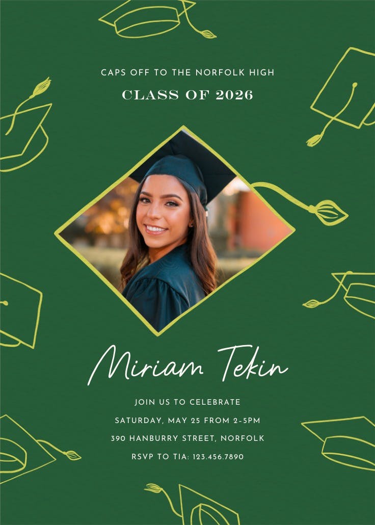 Tassle flying - graduation party invitation