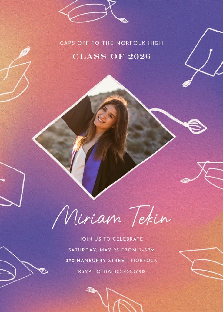 Tassle flying - graduation party invitation