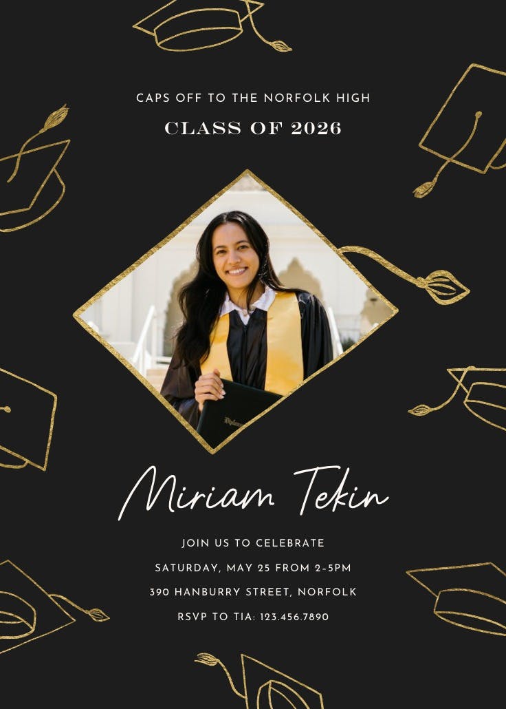 Tassle flying - graduation party invitation