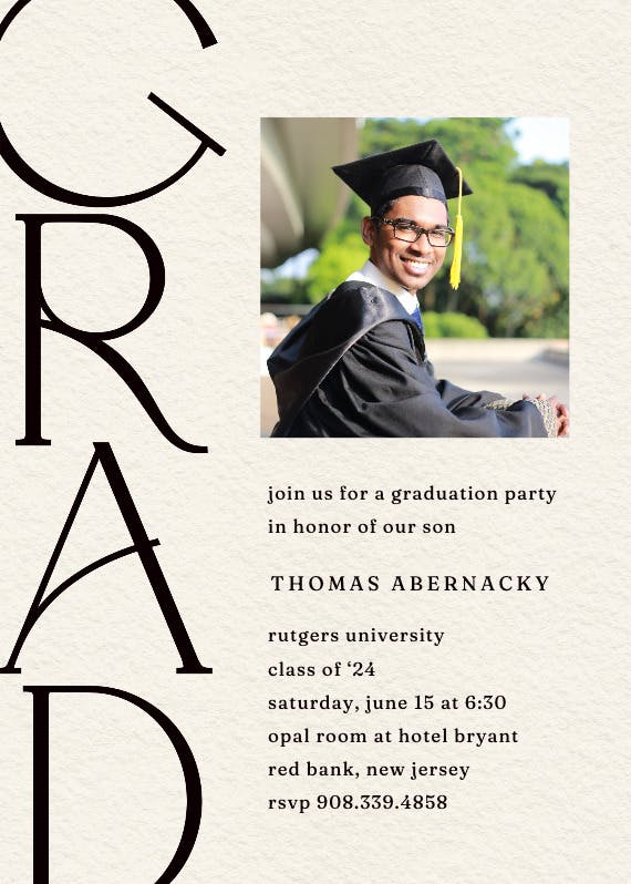 The grad photo - graduation party invitation