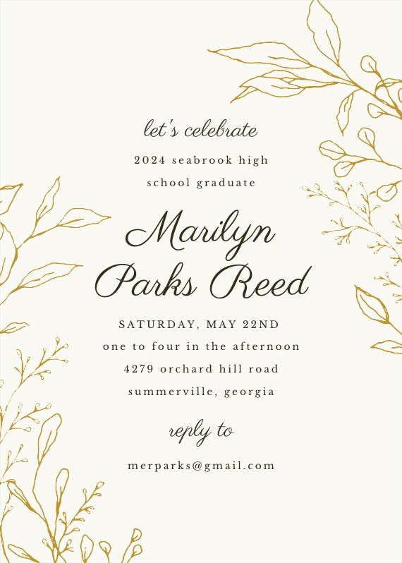 Traces of leaves -  invitation template