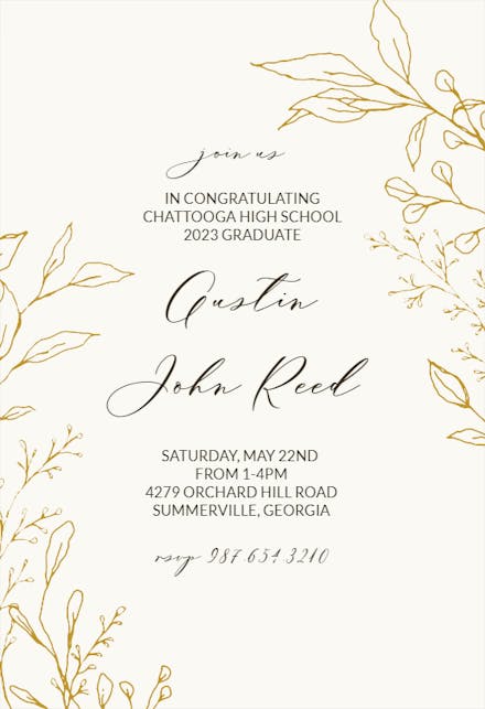 Traces of Leaves - Graduation Party Invitation