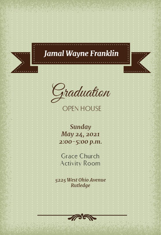 Tradition in green - graduation party invitation