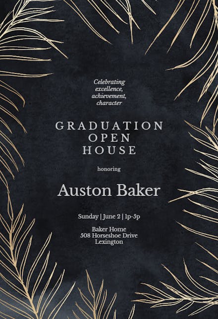 Tropical gold palms - Invitación de Graduación