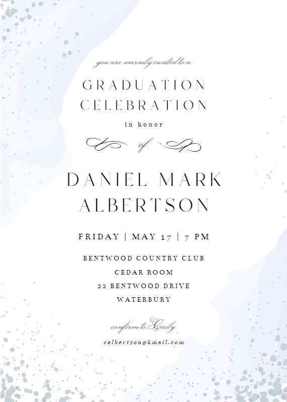 Watercolor waves - graduation party invitation