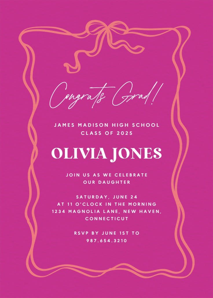 Wavy border - graduation party invitation