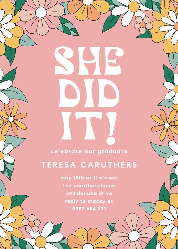 You bloom - graduation party invitation