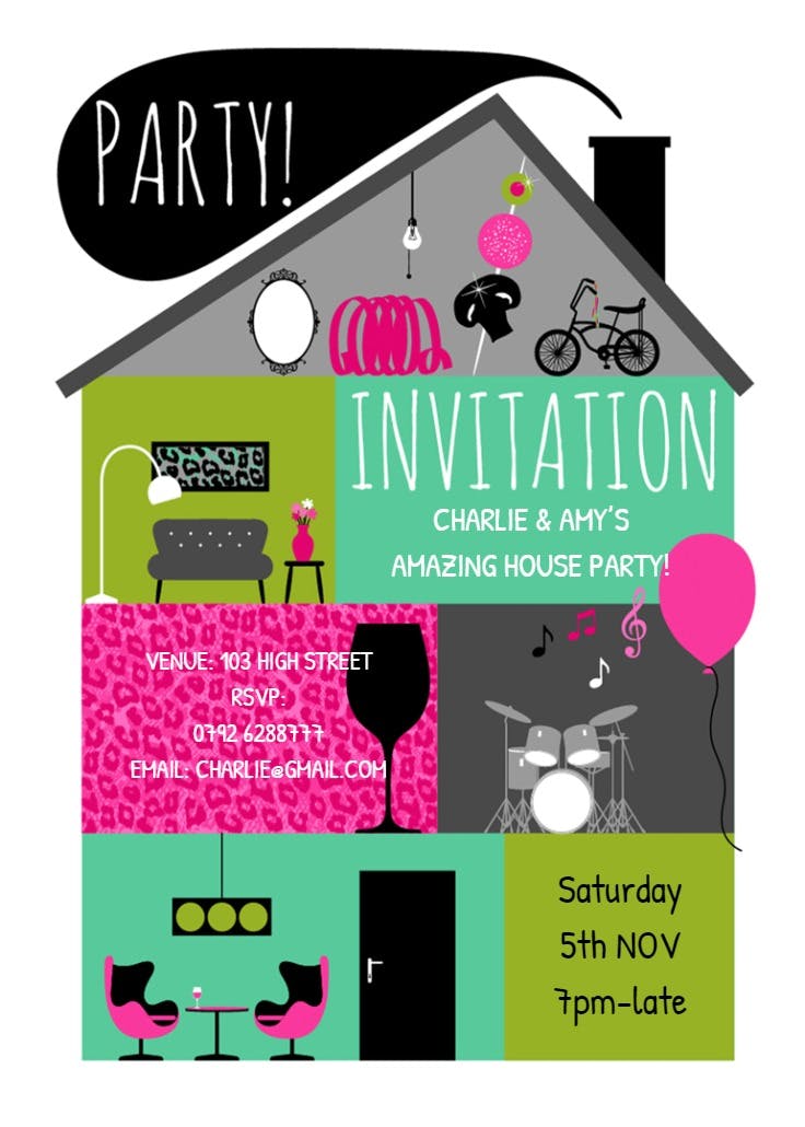 Amazing house party - invitación para fiesta en casa