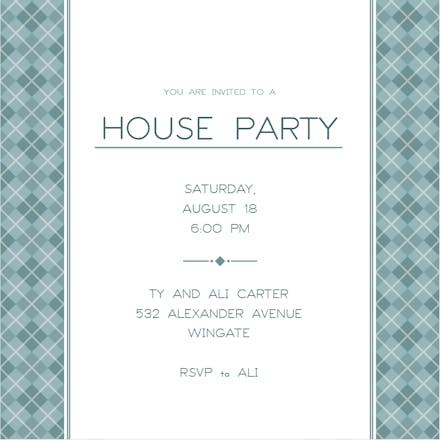 Argyle Margins - House Party Invitation
