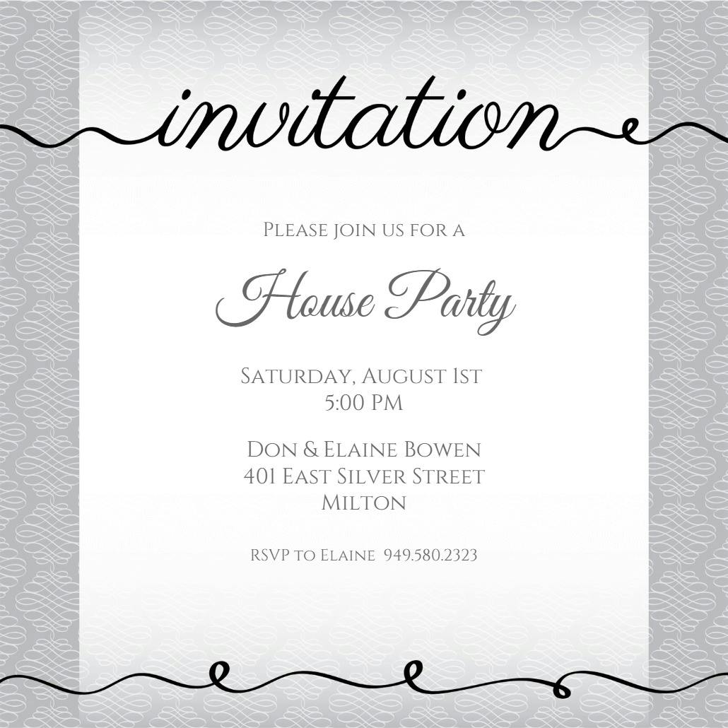 Curls and swirls - house party invitation