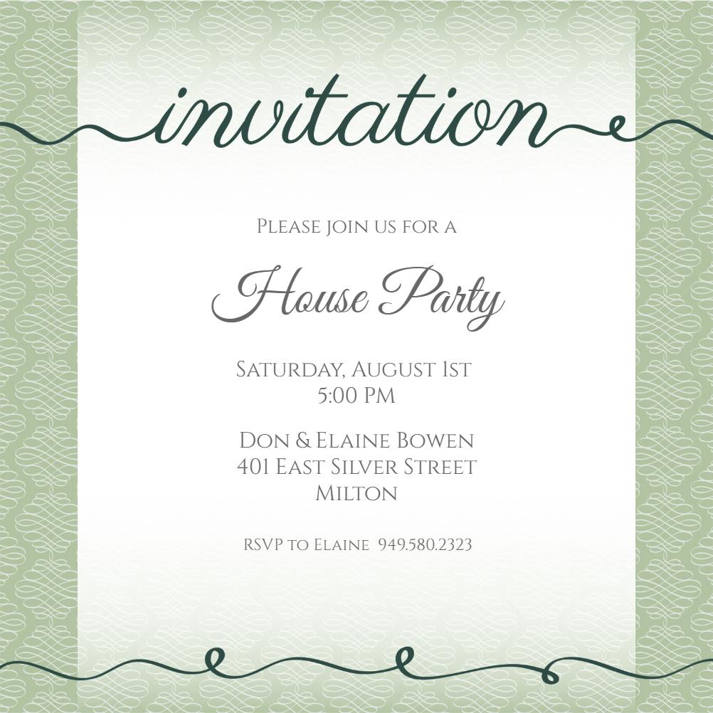 Curls and swirls - house party invitation