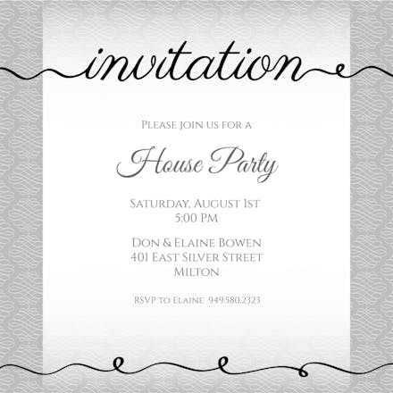 Curls and Swirls - House Party Invitation