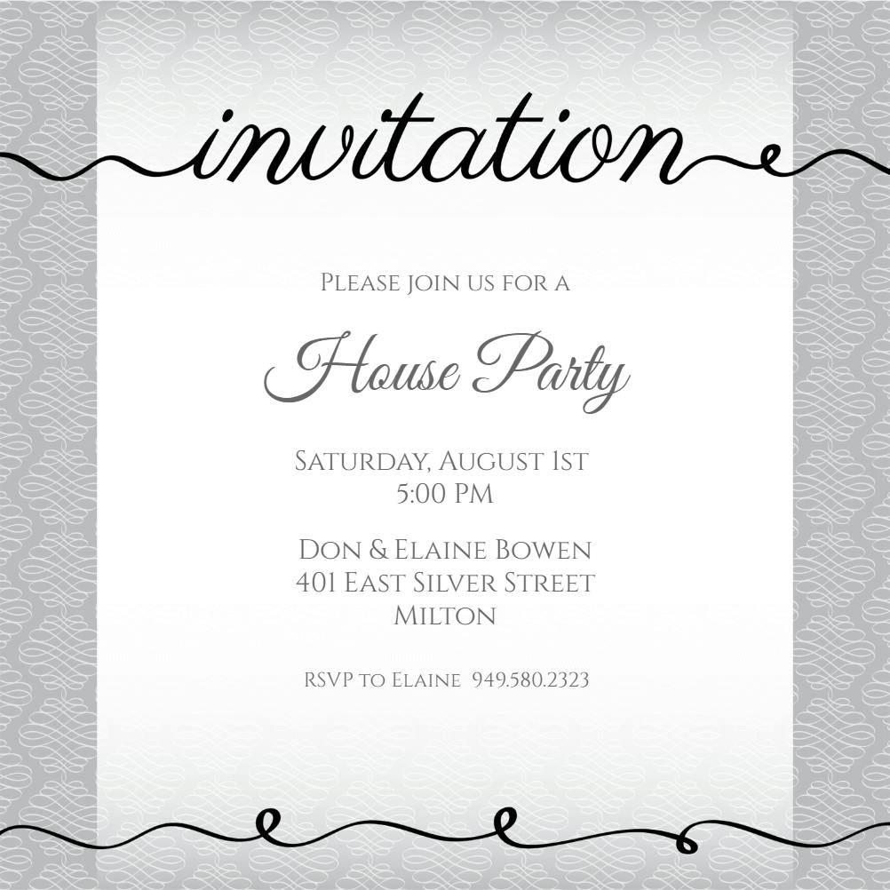 Curls and swirls - house party invitation