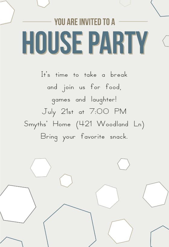 Fun social - house party invitation
