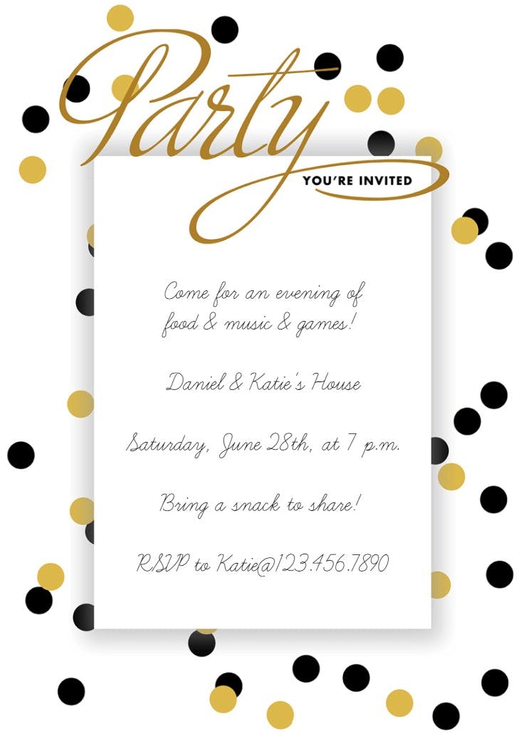 House party dots - invitación para fiesta en casa