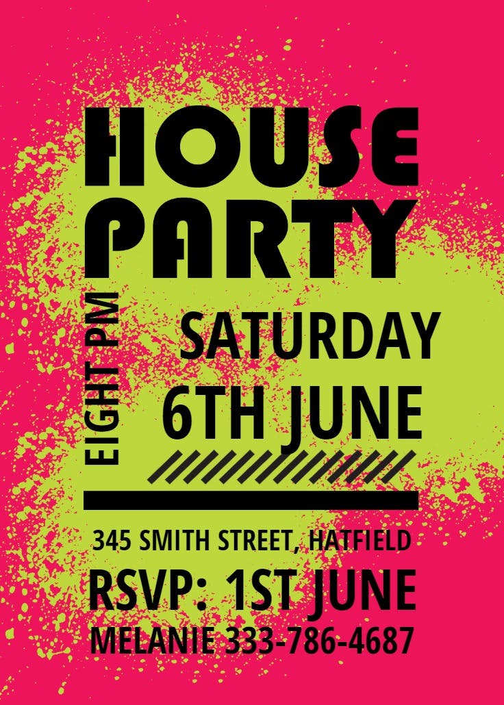 House party poster - invitación para fiesta en casa