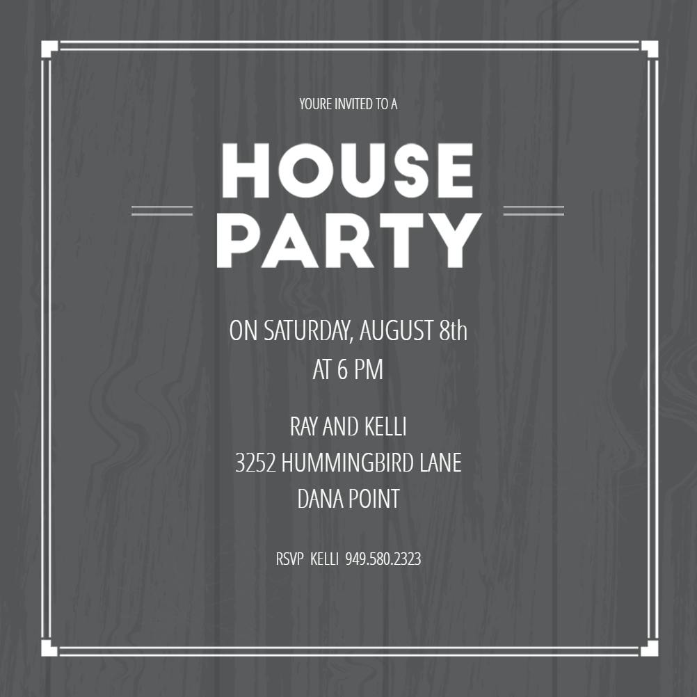 Knock on wood - house party invitation