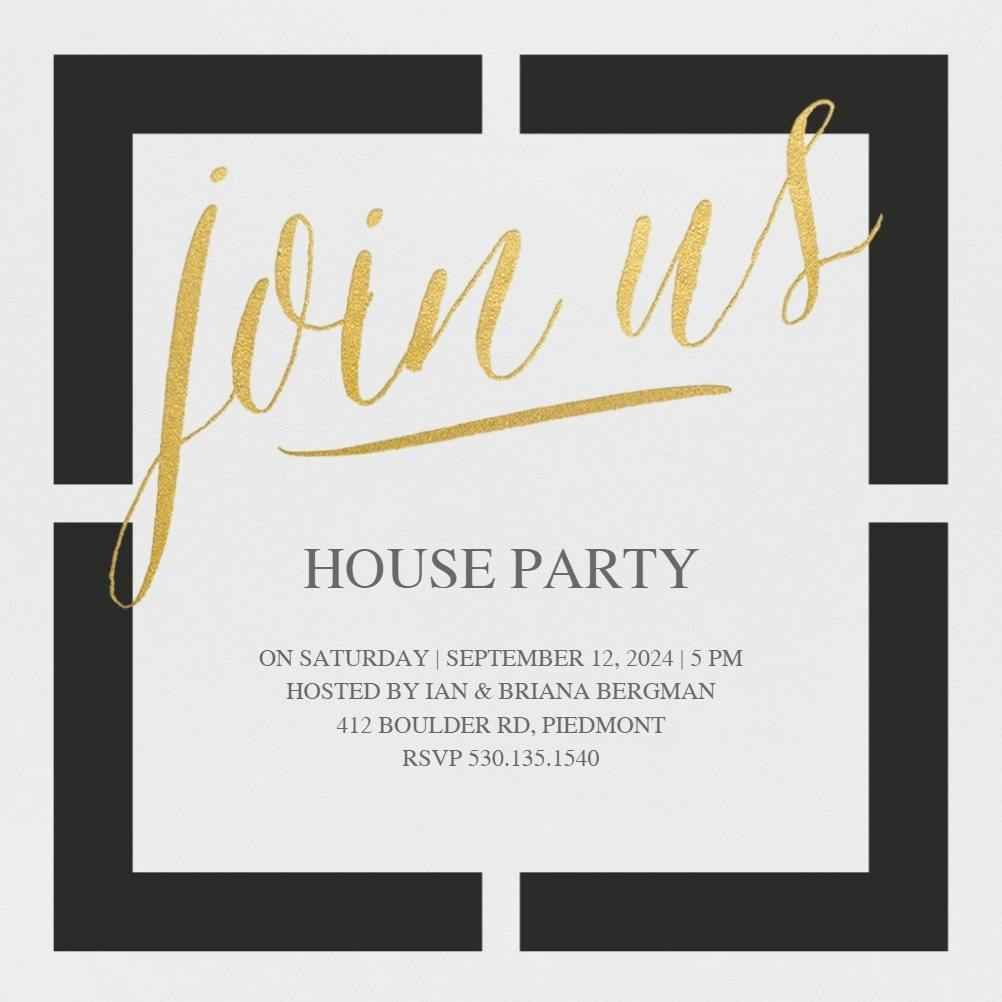 Layered tiles - house party invitation