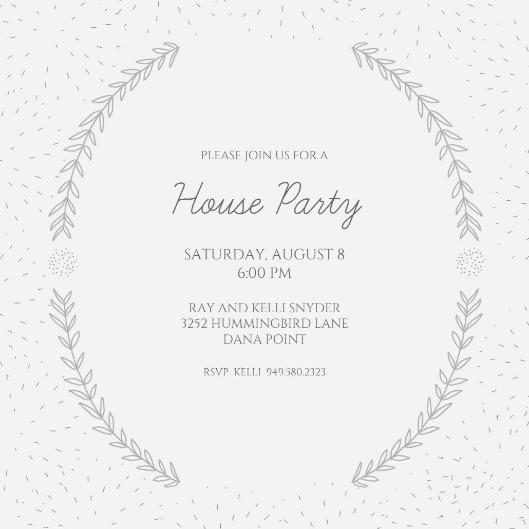 Modern laurels - invitación para fiesta en casa