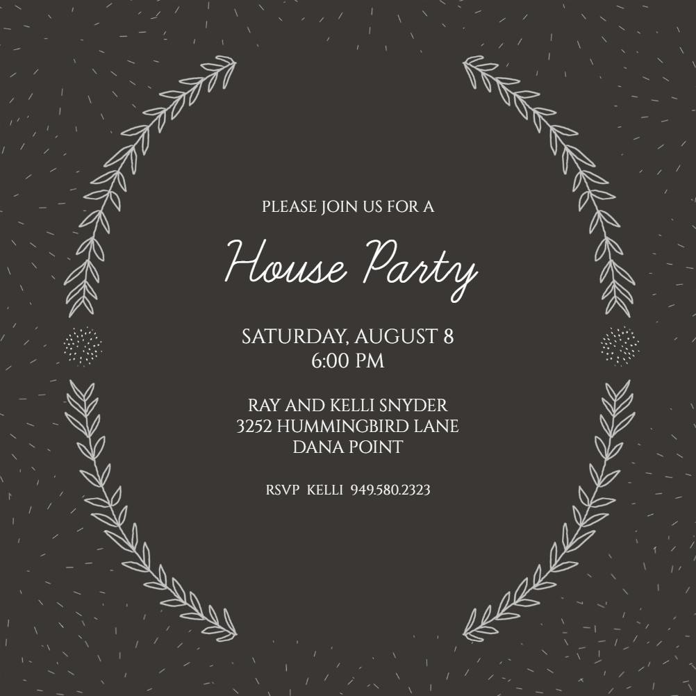 Modern laurels - house party invitation