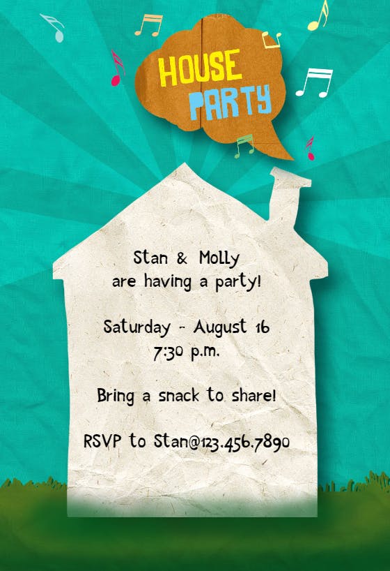 Musical house - house party invitation