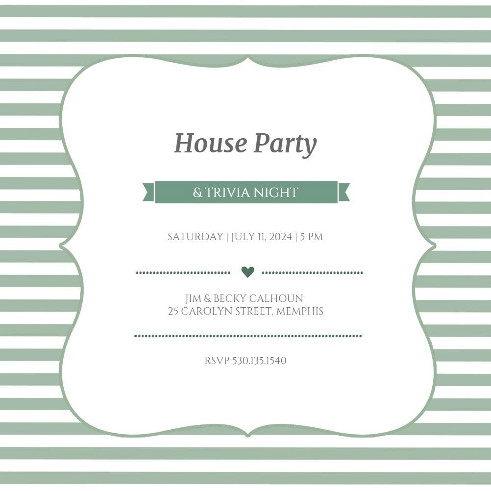 Party lines - house party invitation