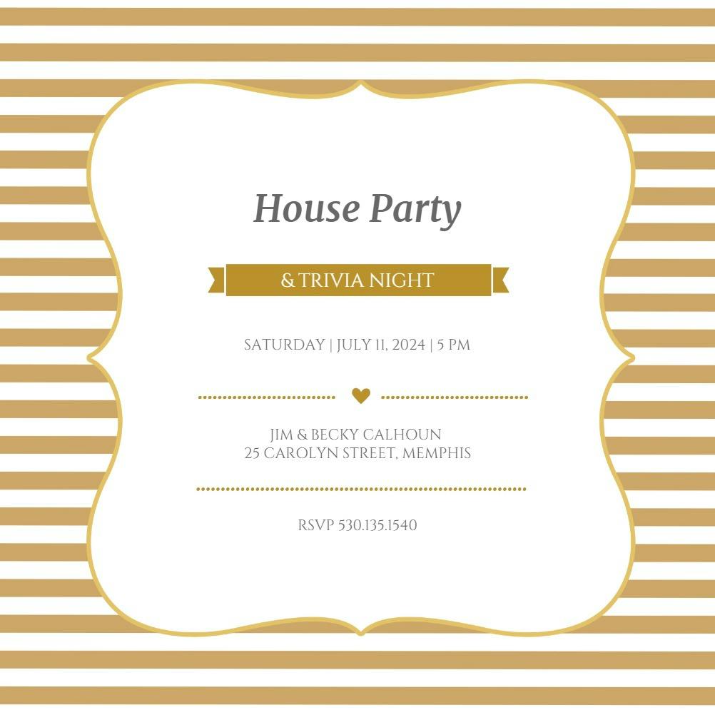 Party lines - house party invitation