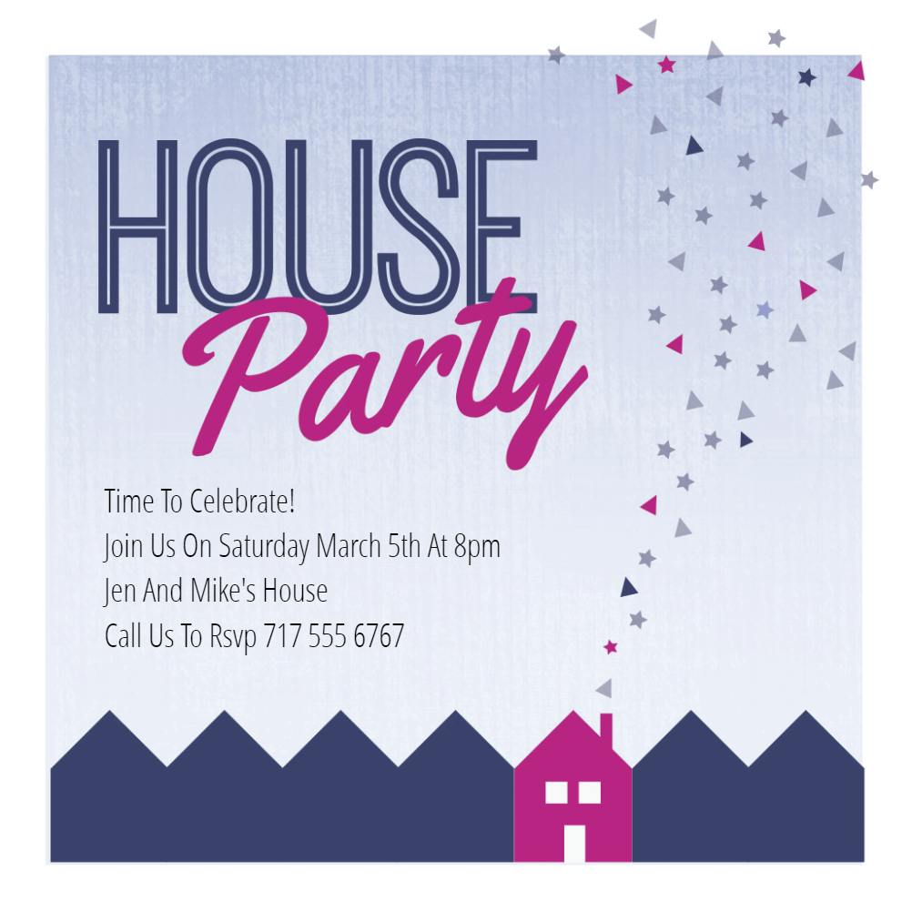 Purple party place - house party invitation