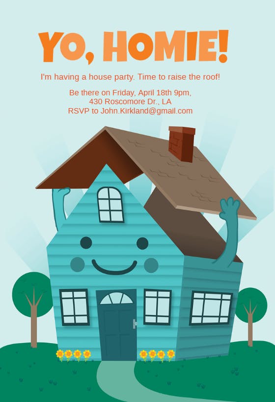 Raise the roof - house party invitation