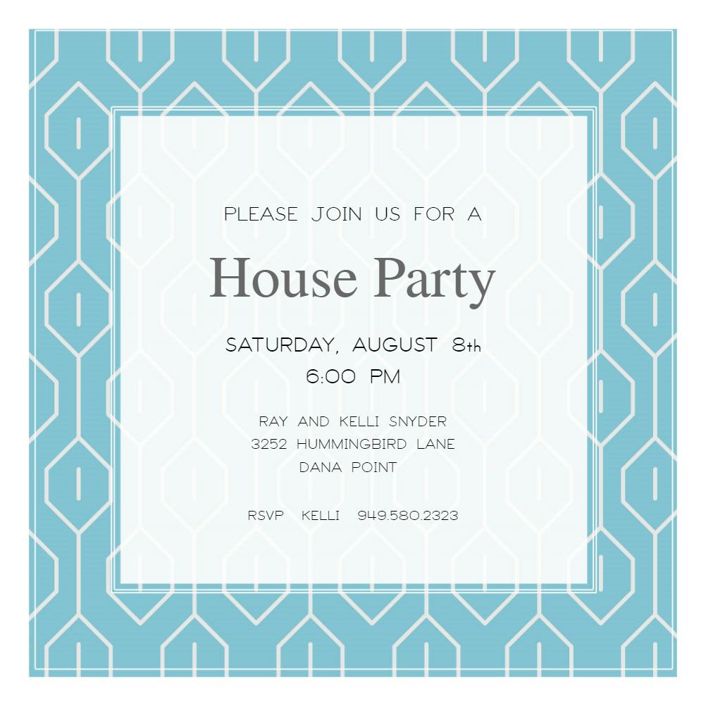 Sky blue connections - house party invitation