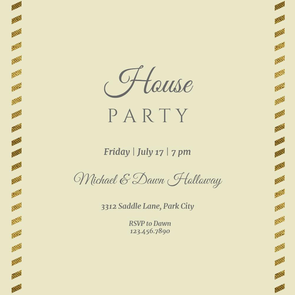 Stamped stripes - house party invitation